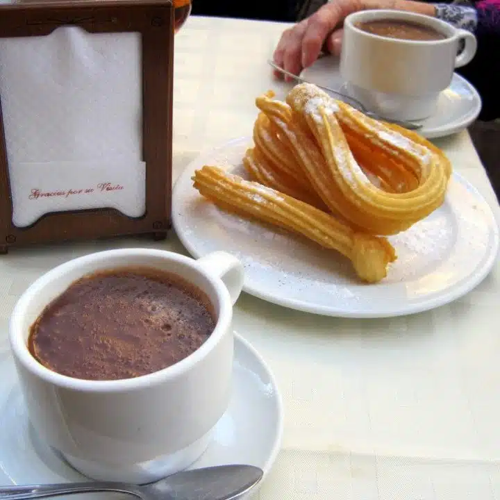 Churros y chocolate in Madrid, Spain!