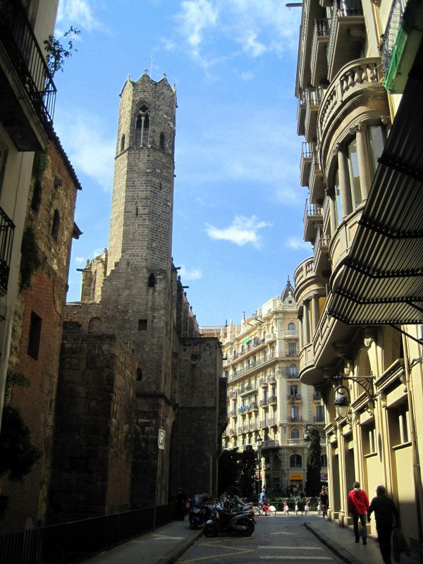 Stone buildings in Barcelona.
