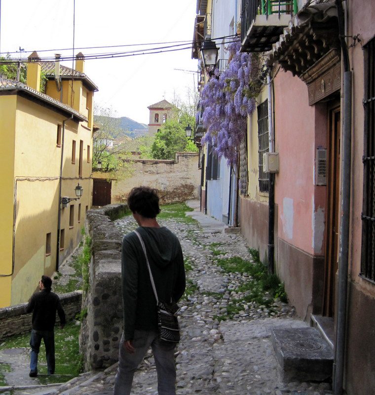 Beautiful narrow streets in Granada.