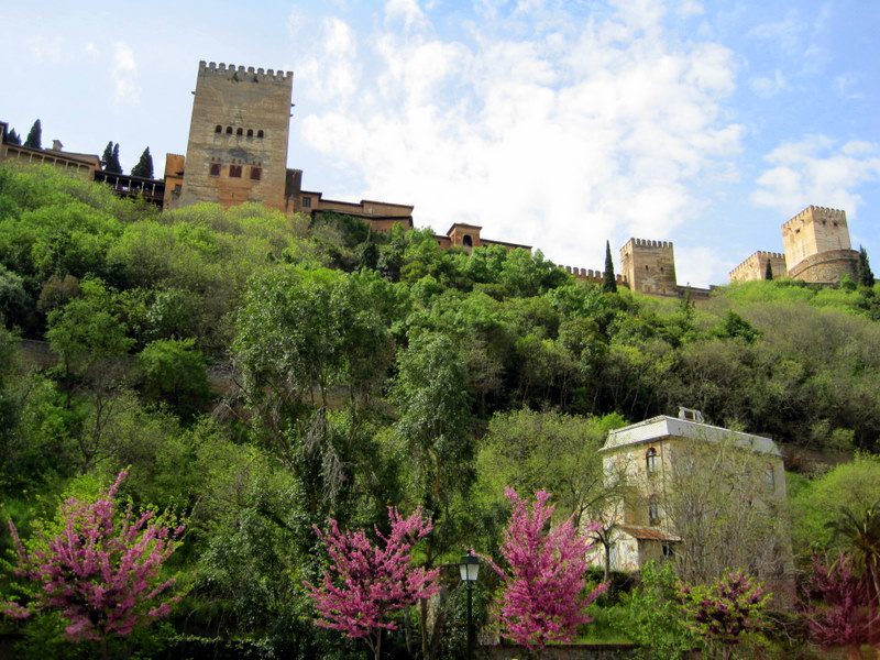 A castle looking down at Granada.