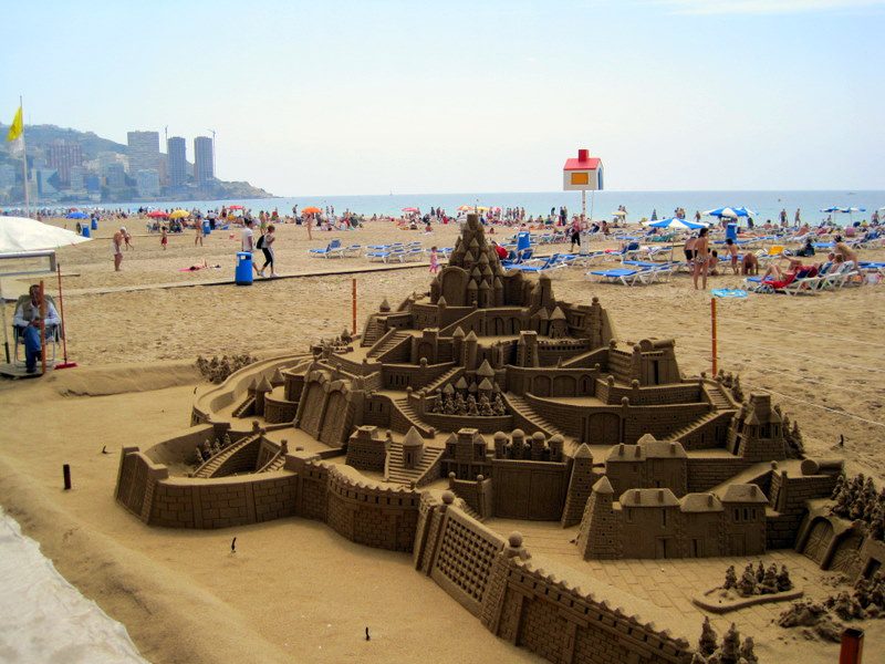 Elaborate sandcastles in Spain!