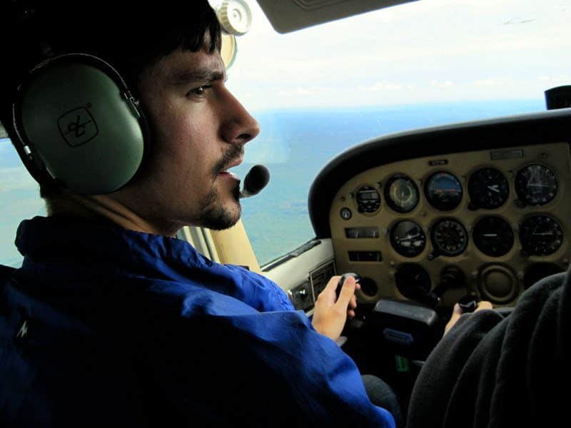 Flying a small plane at flight school classes in New Hampshire