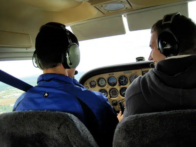 Flying a small plane at flight school classes in New Hampshire