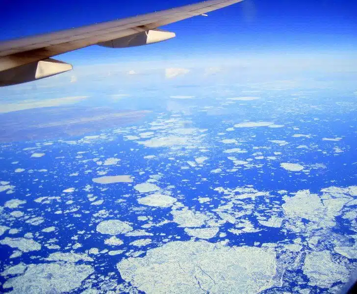 Flying over the cracked ice of Northern Canada!