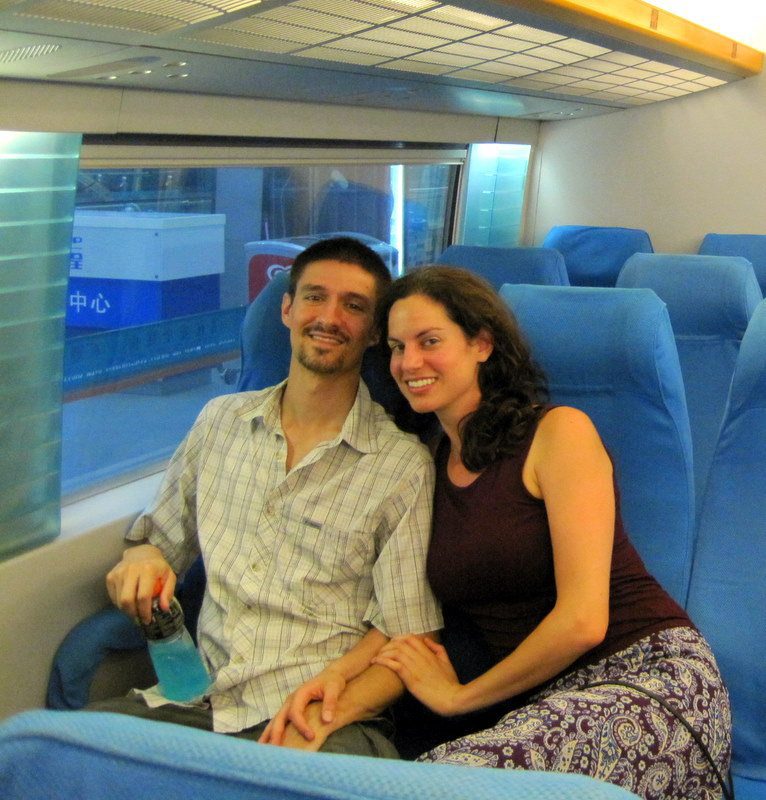 On the Maglev magnetic train in Shanghai. Onward!