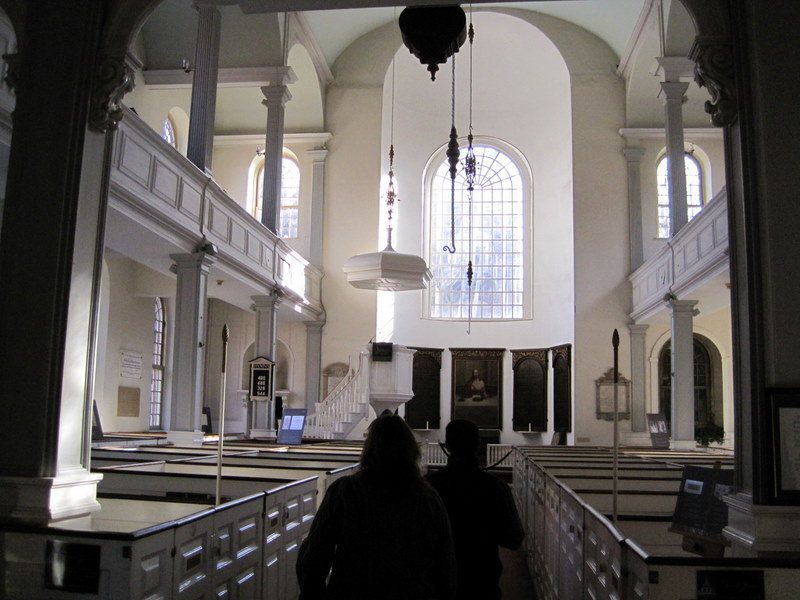 Boston's famous Old North Church in the North End. By 1727 there are 32 enslaved Africans worshiping there.