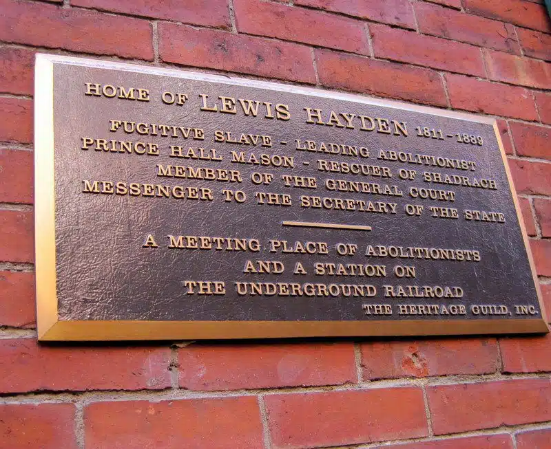 The plaque commemorating Lewis Hayden's inspirational life.