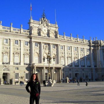 In front of Spain's Royal Palace in Madrid last week during a teacher training tour.