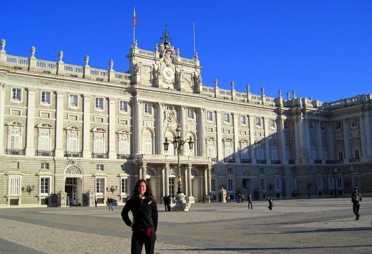 In front of Spain's Royal Palace in Madrid last week during a teacher training tour.
