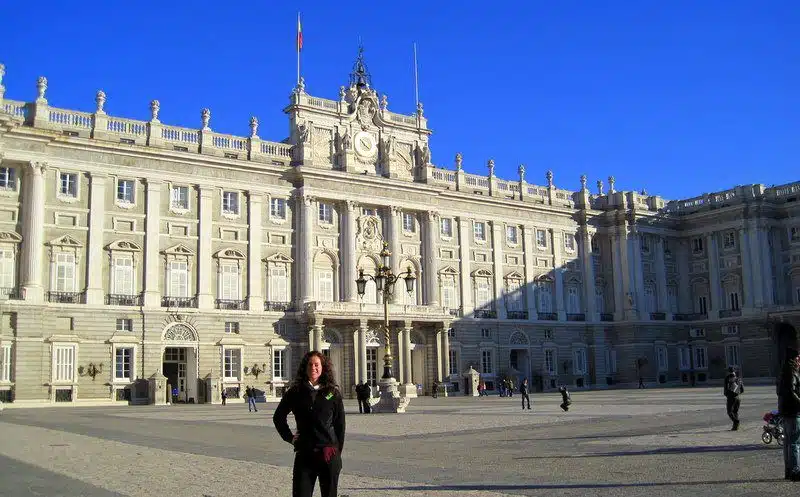 In front of Spain's Royal Palace in Madrid last week during a teacher training tour.