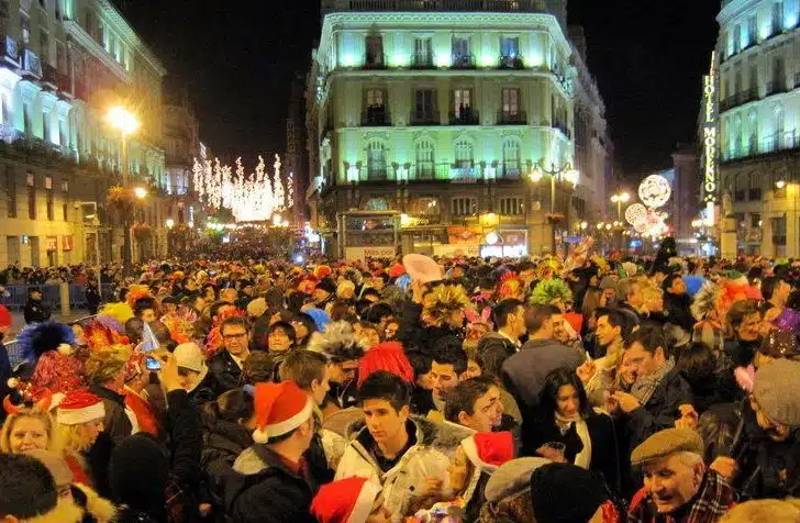 Thousands celebrate the New Year at Madrid's Puerta del Sol, the 