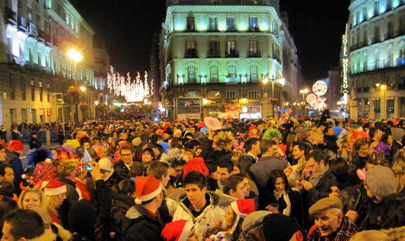 Thousands celebrate the New Year at Madrid's Puerta del Sol, the "Times Square of Spain!"