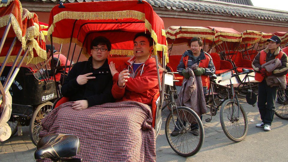 John (left) and friends during our rickshaw tour of a Hutong.