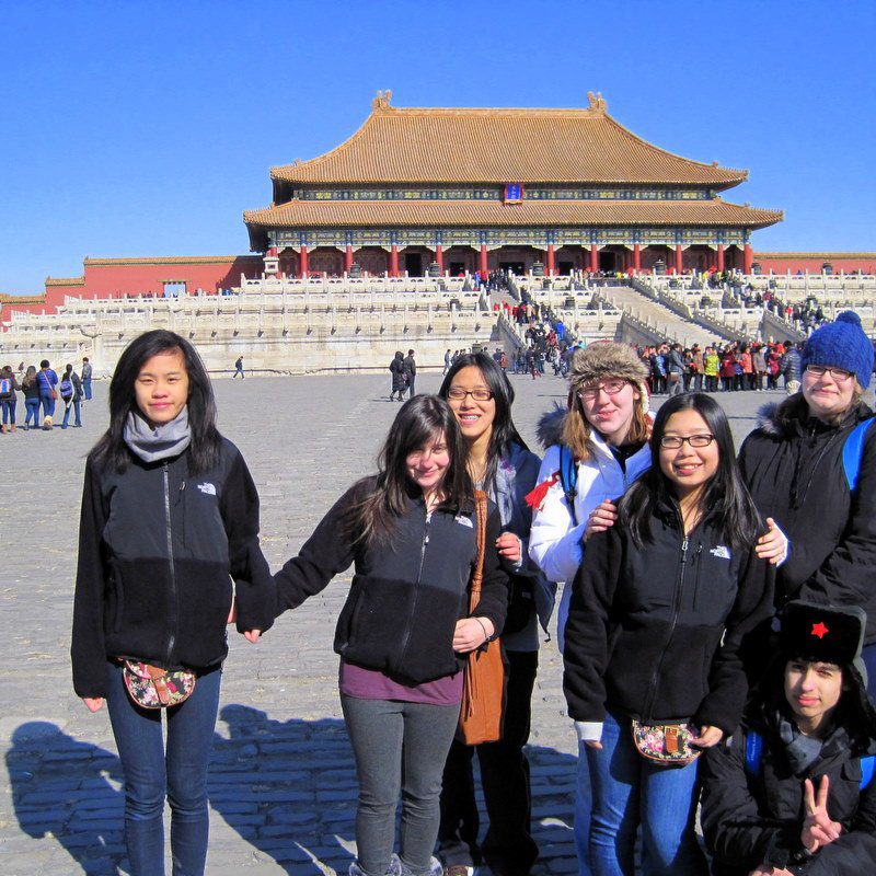 Michelle (far left) in the Forbidden City of Beijing, China!