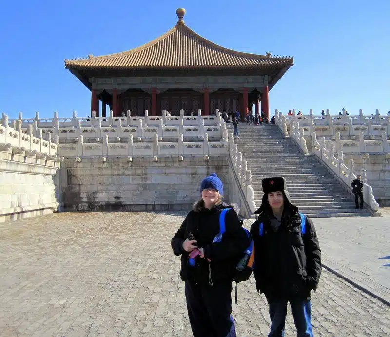Elaina and Julio at the gigantic Forbidden City.