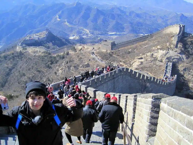 Julio bravely scaling the Great Wall of China!