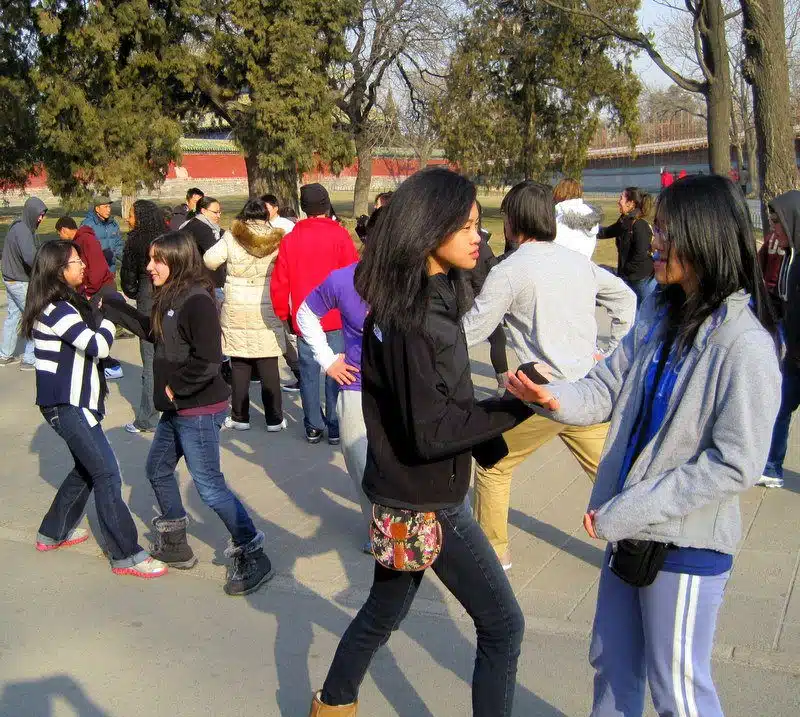 Michelle practicing Tai-chi in a Beijing park!