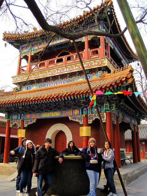 Michelle and friends at beautiful Lama Temple.