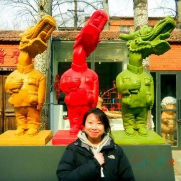 Terry with just three of the zillion Art Zone statues!