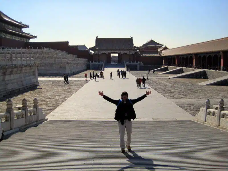 A Boston high school student in the Forbidden City in Beijing. 