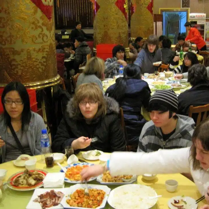 Delicious food in China, even for vegan Ryan (on the right).