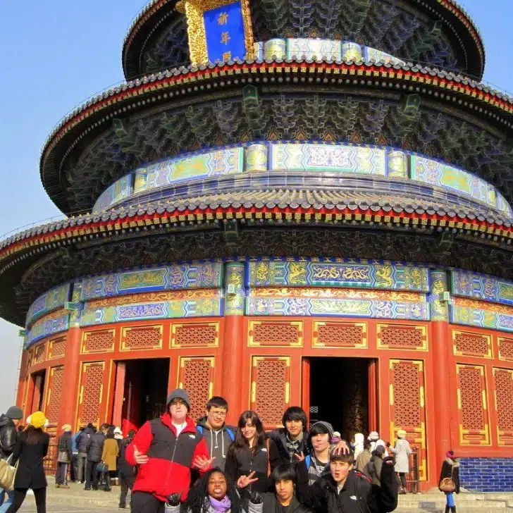 Nathaniel (second from left in the back row) at the Temple of Heaven.