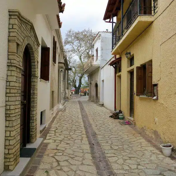 One of the charming narrow streets of Arachova.