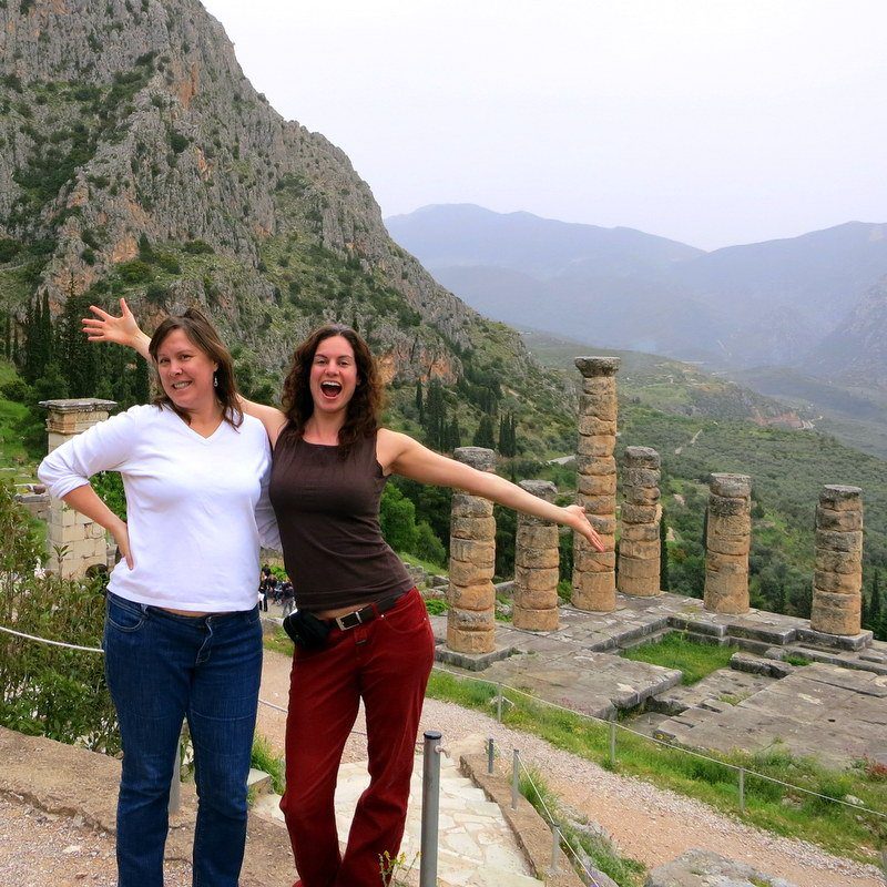My coworker and I are so excited to be in Delphi, Greece!