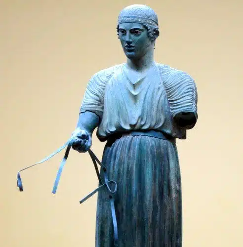 One of the most famous sculptures at Delphi, now in the museum.