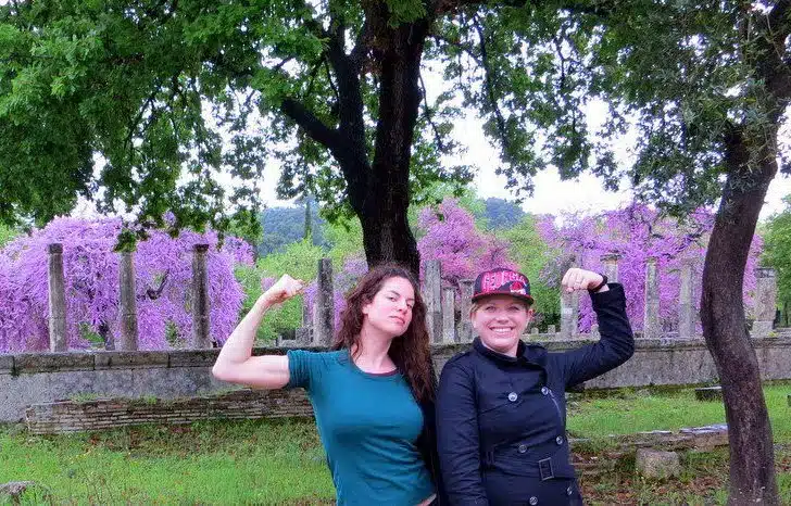 With a fellow Boston teacher at the original site of the Olympics in Olympia, Greece.