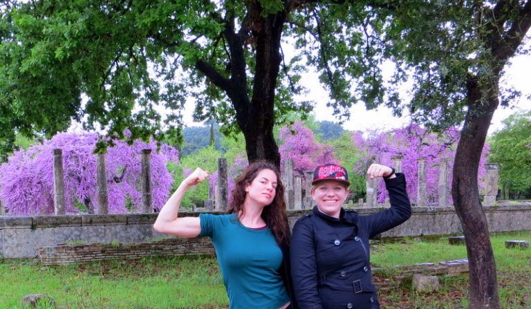 With a fellow Boston teacher at the original site of the Olympics in Olympia, Greece.