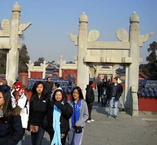 Xiu Na and friends at the Temple of Heaven.