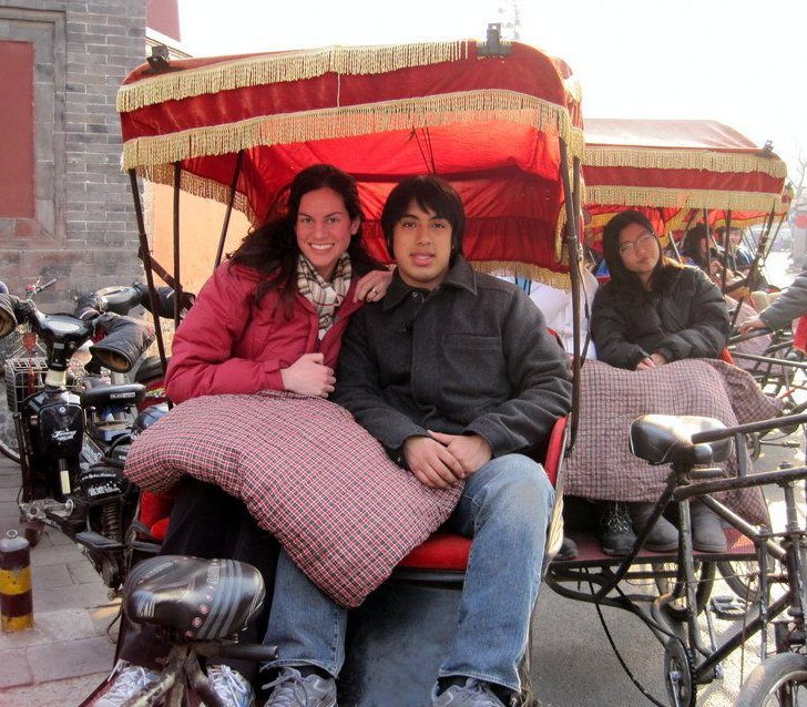 On a rickshaw tour of the Hutong neighborhood of Beijing.