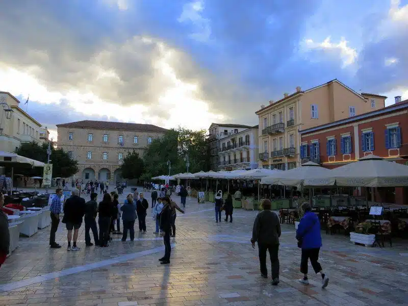 This is the central town square of Nafplio. Charming!