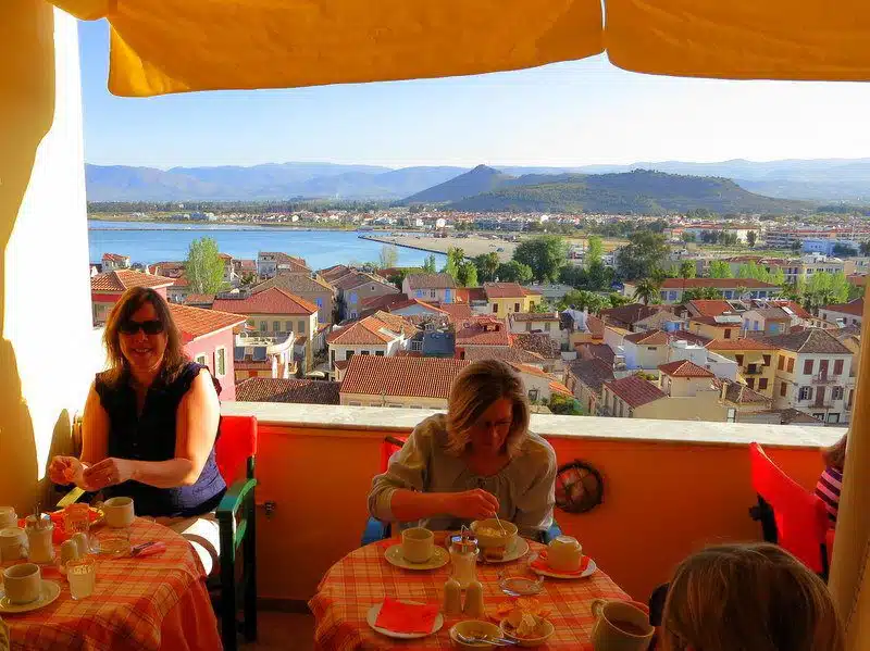 This was our heavenly breakfast view in Nafplion, Greece. WOW.