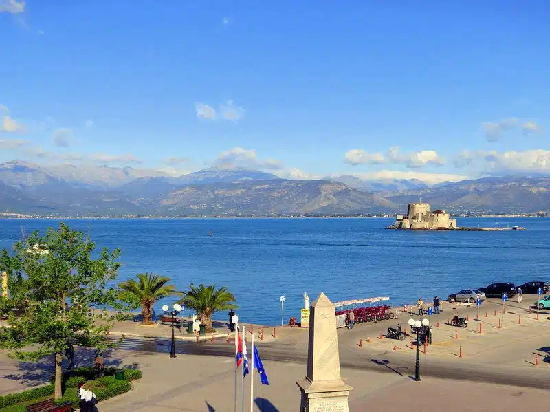 This is the view from the Harvard Center for Hellenic Studies in Nafplio. Hmm... Why do you think they picked the location?