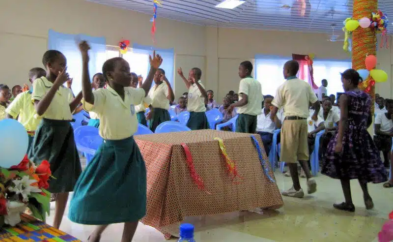 A "dancing intermission" during a school event in Ghana, West Africa.