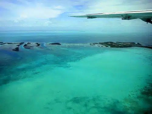 The stunning view of Belize's islands from our tiny plane.