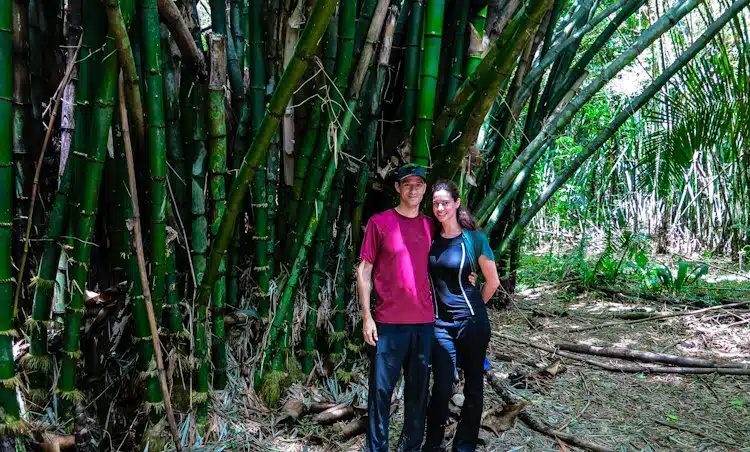 Colin and me by the massive bamboo groves in the jungle surrounding Monkey River, Belize. 