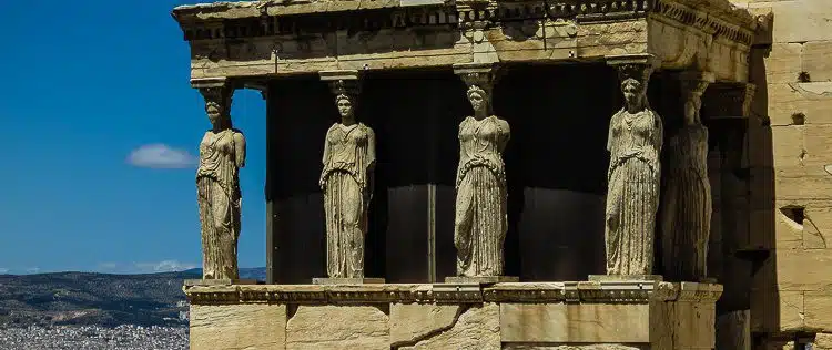 A closer peek at the Caryatid Porch of the Erechtheion at the Acropolis in Athens, Greece.