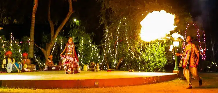 The dancers in Jaipur started blowing fire!