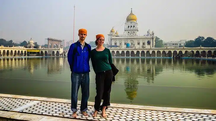 At Gurudwara Bangla Sahib, the biggest Sikh place of worship in New Delhi, India.