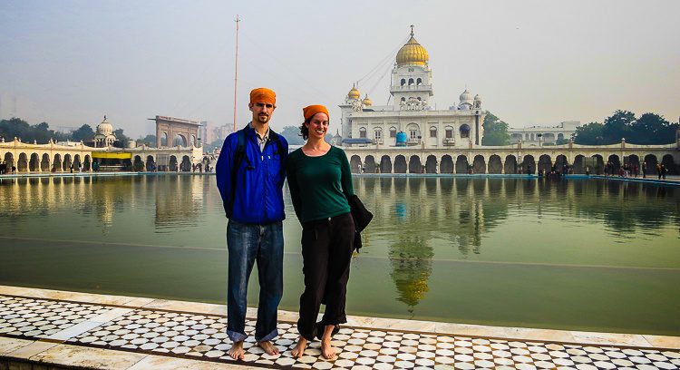 At Gurudwara Bangla Sahib, the biggest Sikh place of worship in New Delhi, India.