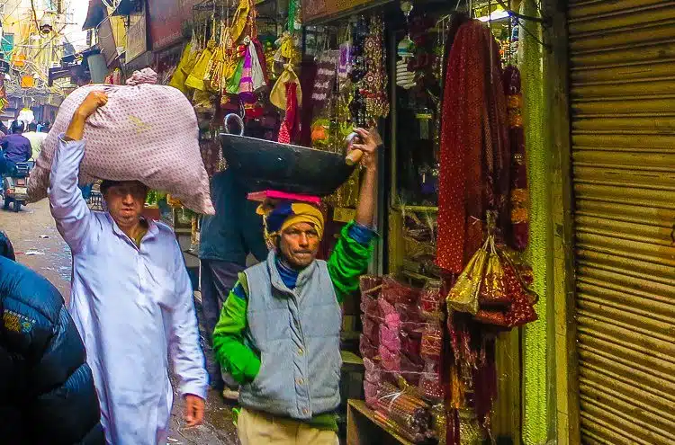 So many ways to carry goods in Old Delhi...