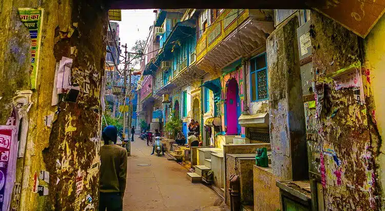 What a cute, colorful alley in Old Delhi!