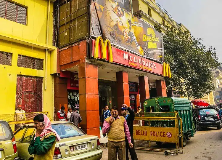 Aww, McDonald's is even in Old Delhi. But touting a Bollywood movie!