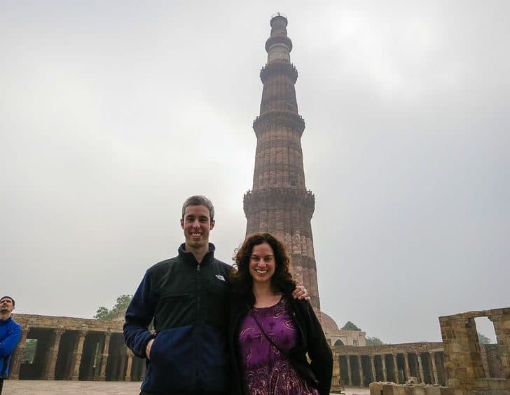 Me and my little brother in front of the world's tallest brick minaret.