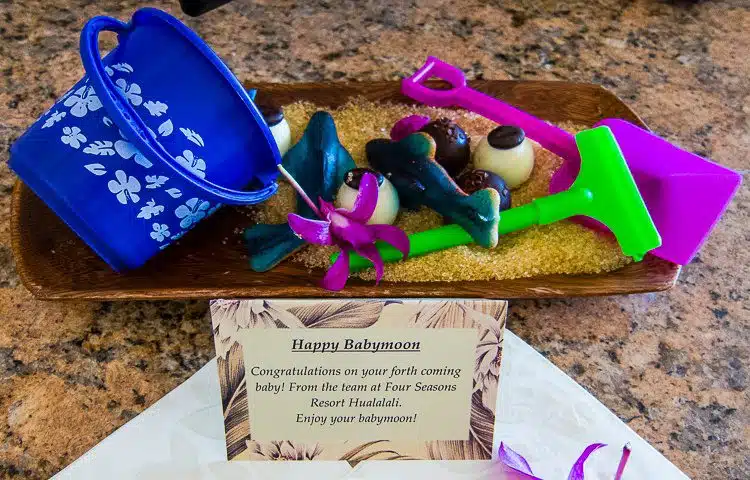 One of several BabyMoon gifts the resort left for us. Edible!