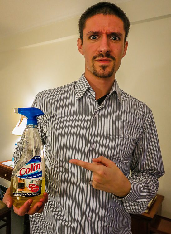Shocked by the odors to "sanitize" our luxury hotel... and that the "cleaning" spray has the same name as my husband?!
