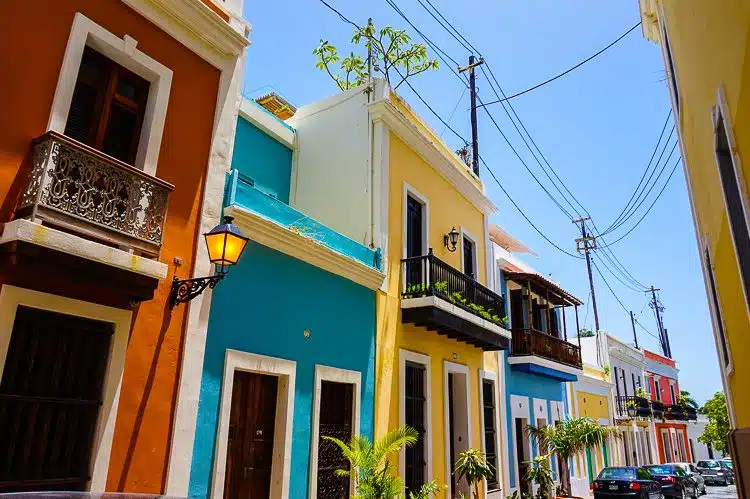 Old San Juan Puerto Rico has colorful paint